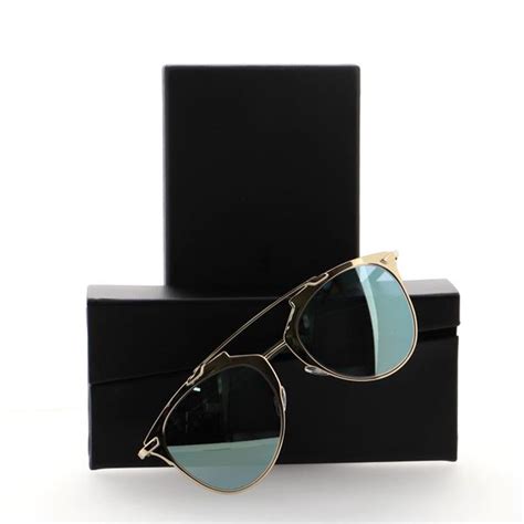 RARE NEW Christian DIOR REFLECTED Blue Gold Aviator 